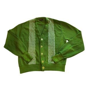 VTG Glen Dee Kelly Green Argile Men’s Button Up Retro Cardigan XL Mid Century